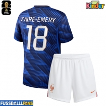 Frankreich Warren Zaire-Emery #18 Heimtrikotsatz Kinder WM 2026 Kurzarm (+ Kurze Hosen)